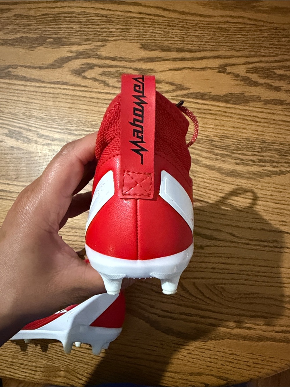 Adidas AdiZero Patrick Mahomes Kids Red and White Football Cleats - Picture 7 of 12